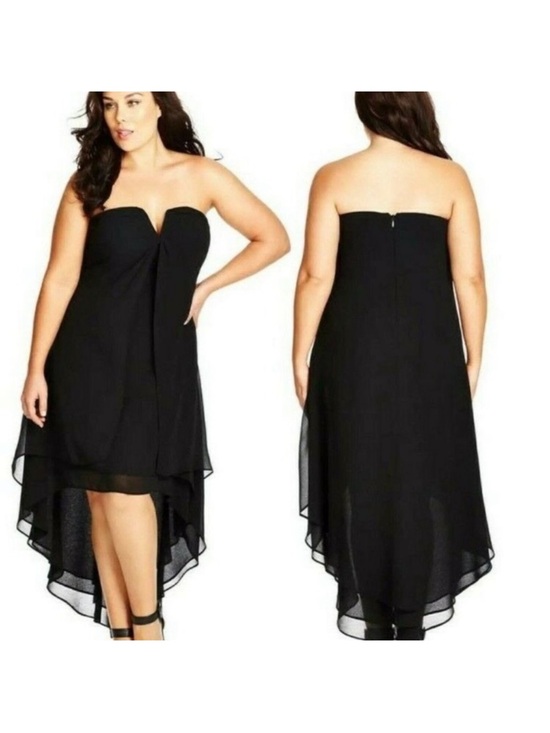 City Chic Dresses & Skirts - ⚡️🍷CITY CHIC Formal Black Strapless Maxi Dress Hi-Low Black Tie Wedding ⚡️🍷✨